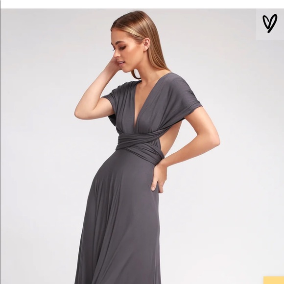 Lulu’s Dark Grey Maxi Bridesmaid multiple styles! - Picture 3 of 5